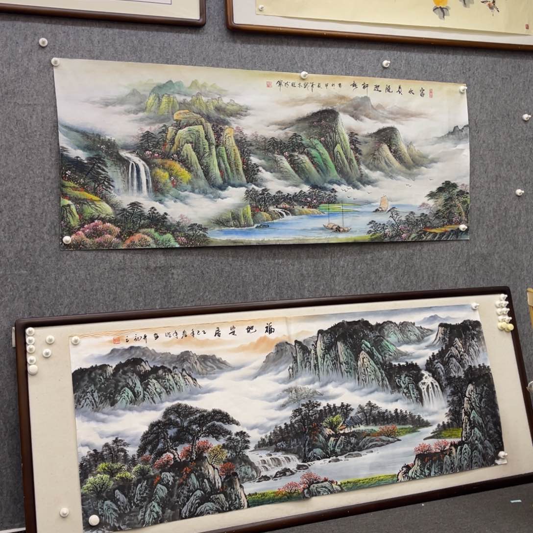 国画六尺富水长流迎新春山水