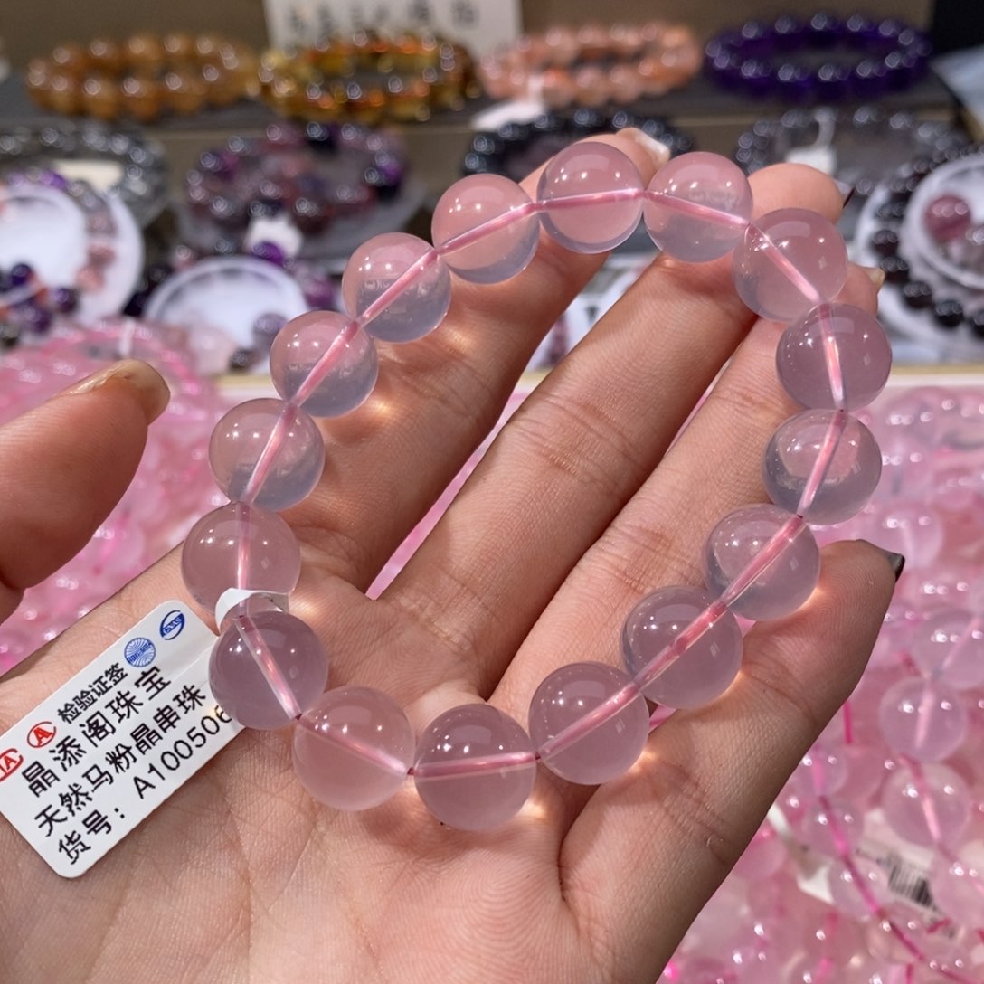 水晶手串未镶嵌马粉晶12+
