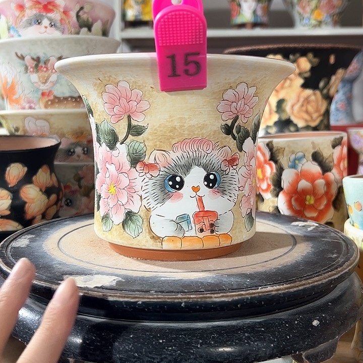 满39.9包邮景德镇手绘花盆