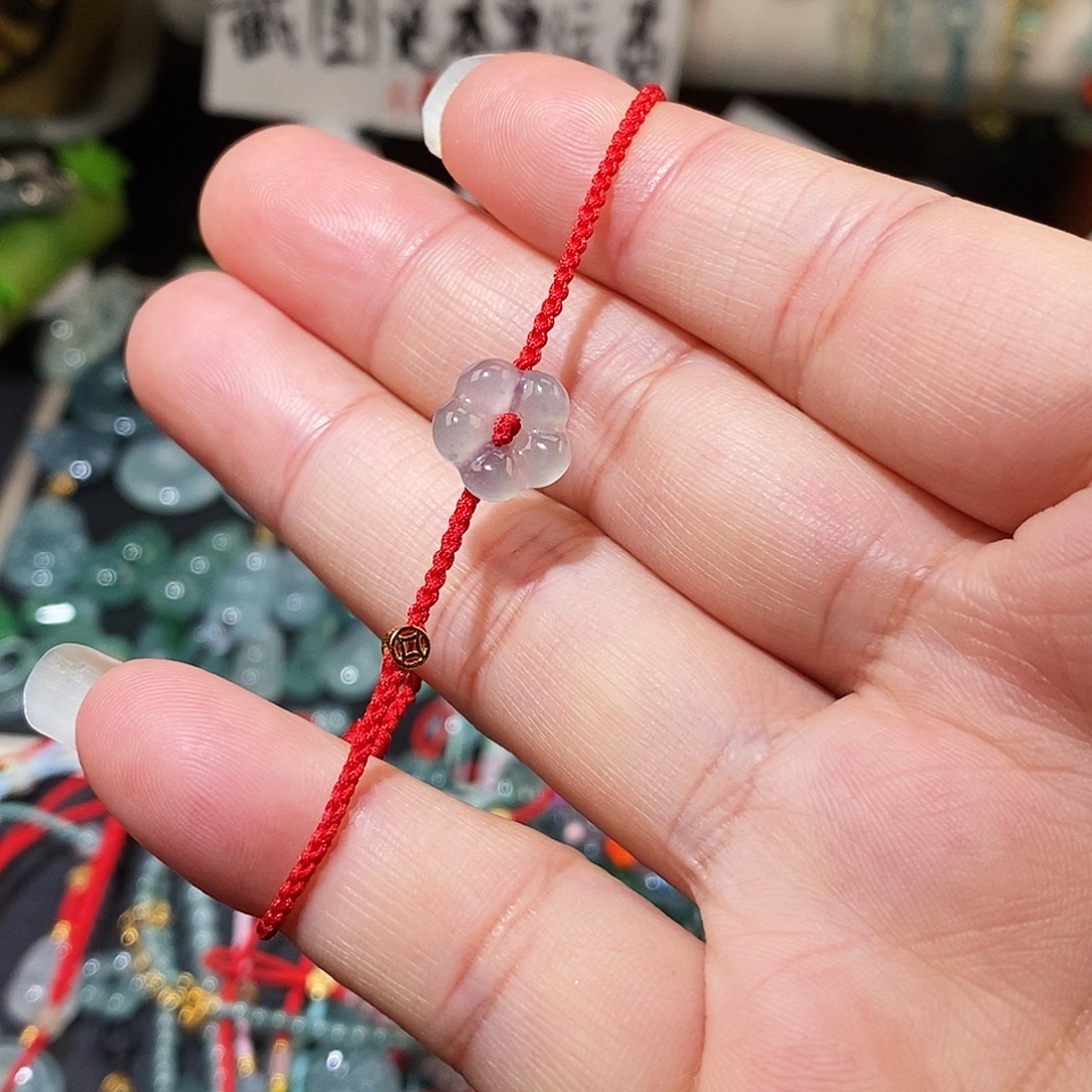 翡翠未镶嵌颈饰大花红绳15