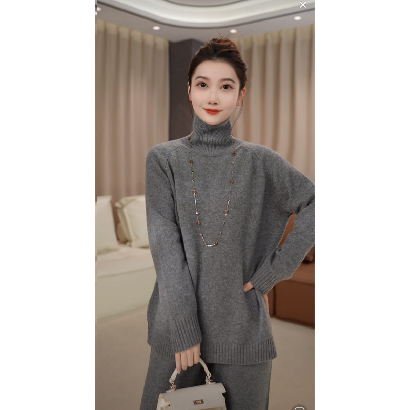 【搭配伴侣】澳洲美丽诺100支纯羊毛加厚套头高翻领羊毛衫