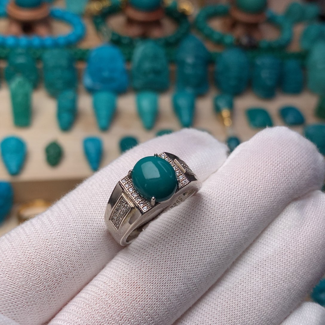 绿松石戒指银S925镶嵌