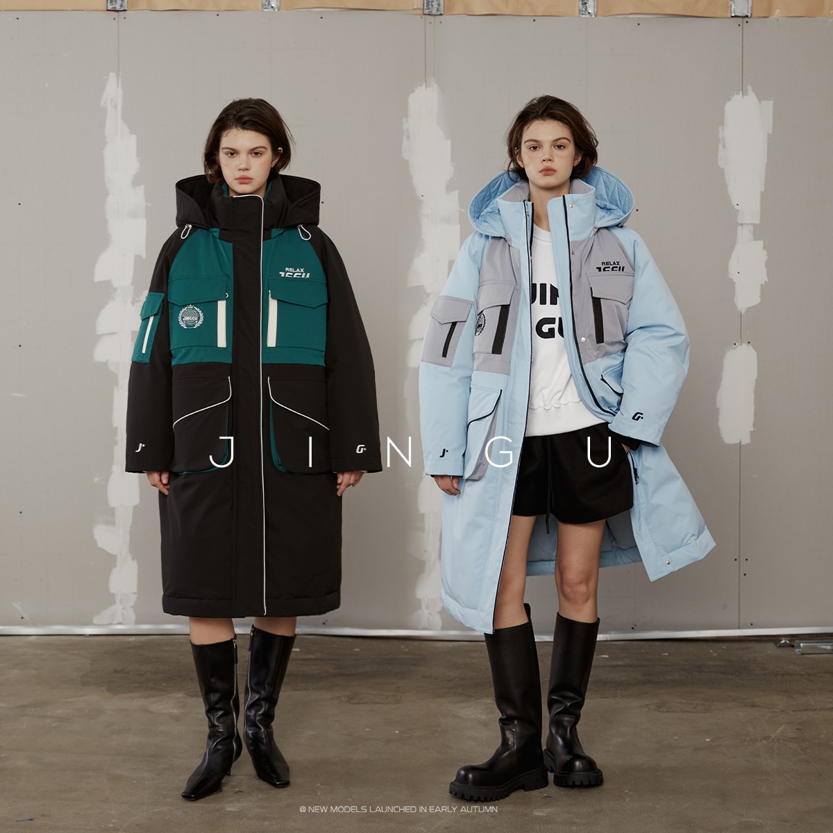 JGGU晶咕黑标全尺码重磅撞色刺绣宽松连帽JG12230135