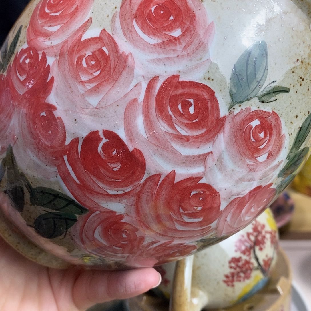 瓷片新年快乐手绘陶瓷