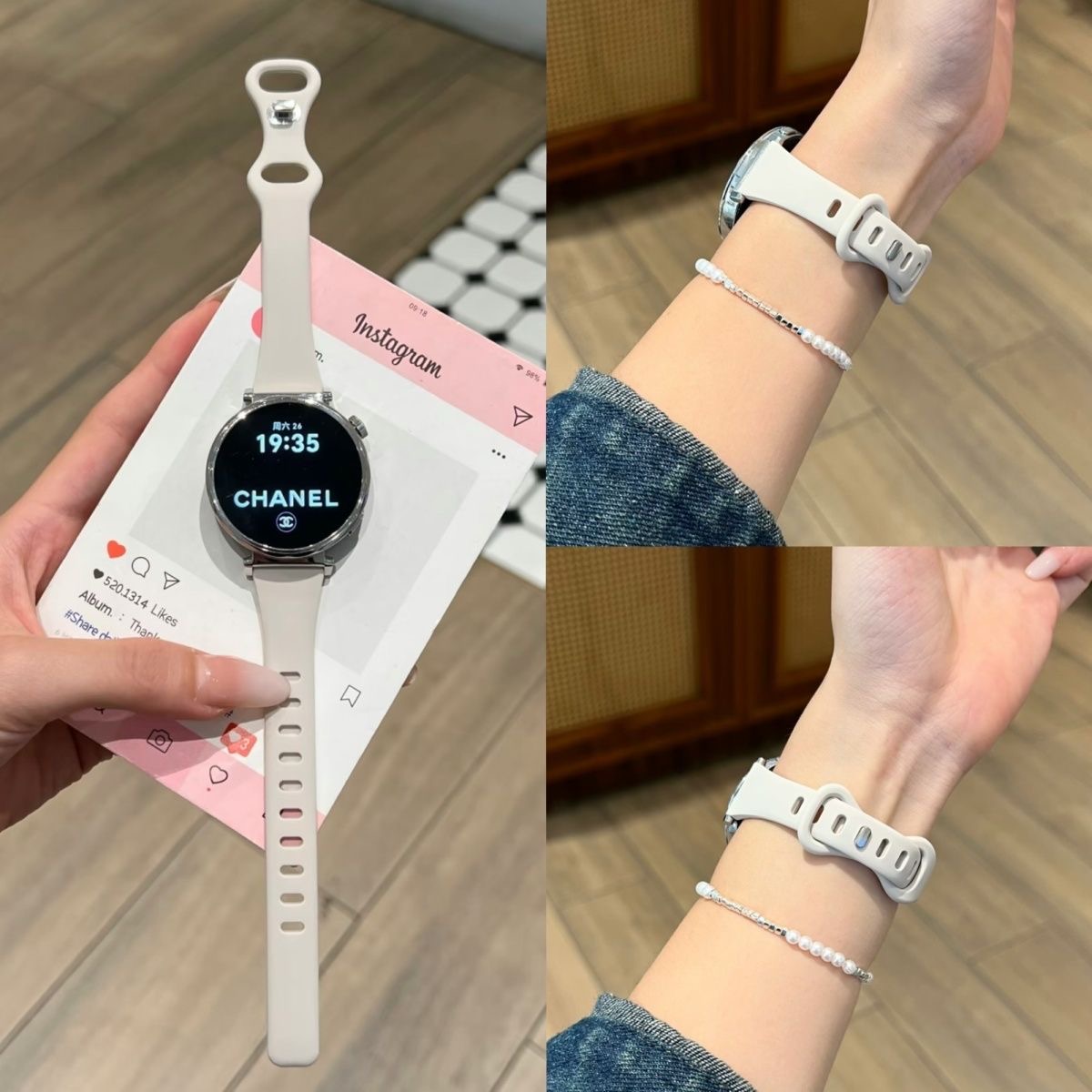 适用华为GT5/4硅胶小蛮腰表带watch5/4女运动八字扣硅胶表带防水