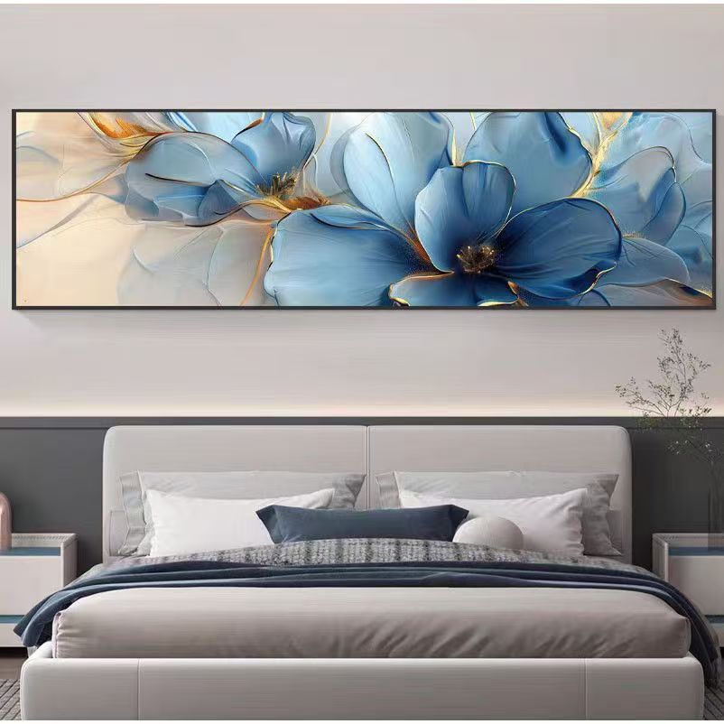 【蓝色花卉】现代简约卧室床头轻奢花卉装饰画客厅宾馆高档大气壁画