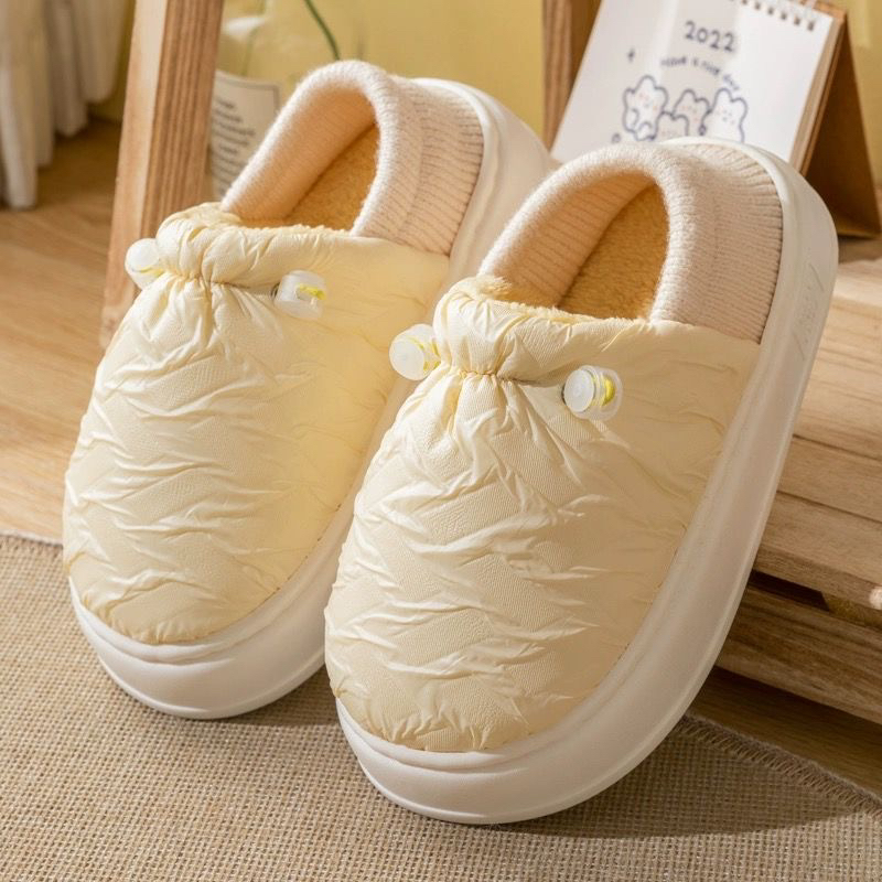踩屎感包跟防水厚底防滑棉拖鞋男女冬季室内居家保暖