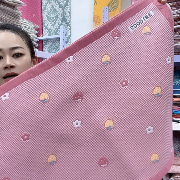 棉粉色小草地纯棉