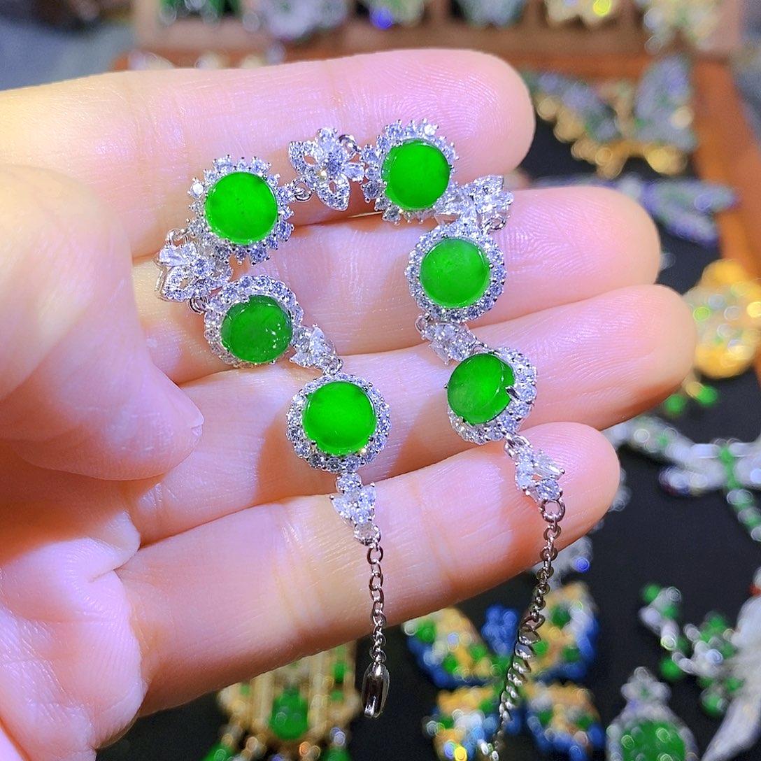 吊坠(不含链)银S925镶嵌翡翠