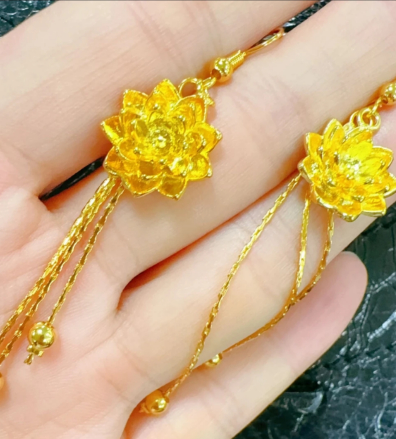 合金耳饰 时尚精美莲花耳线