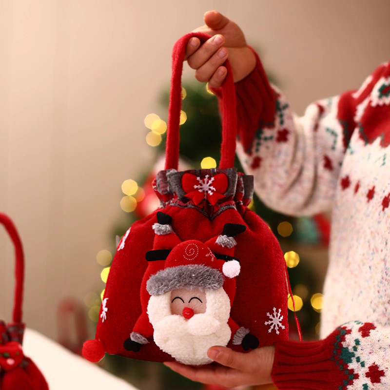 圣诞节儿童小礼物苹果袋平安夜装饰礼品袋老人手提礼盒糖果包装袋