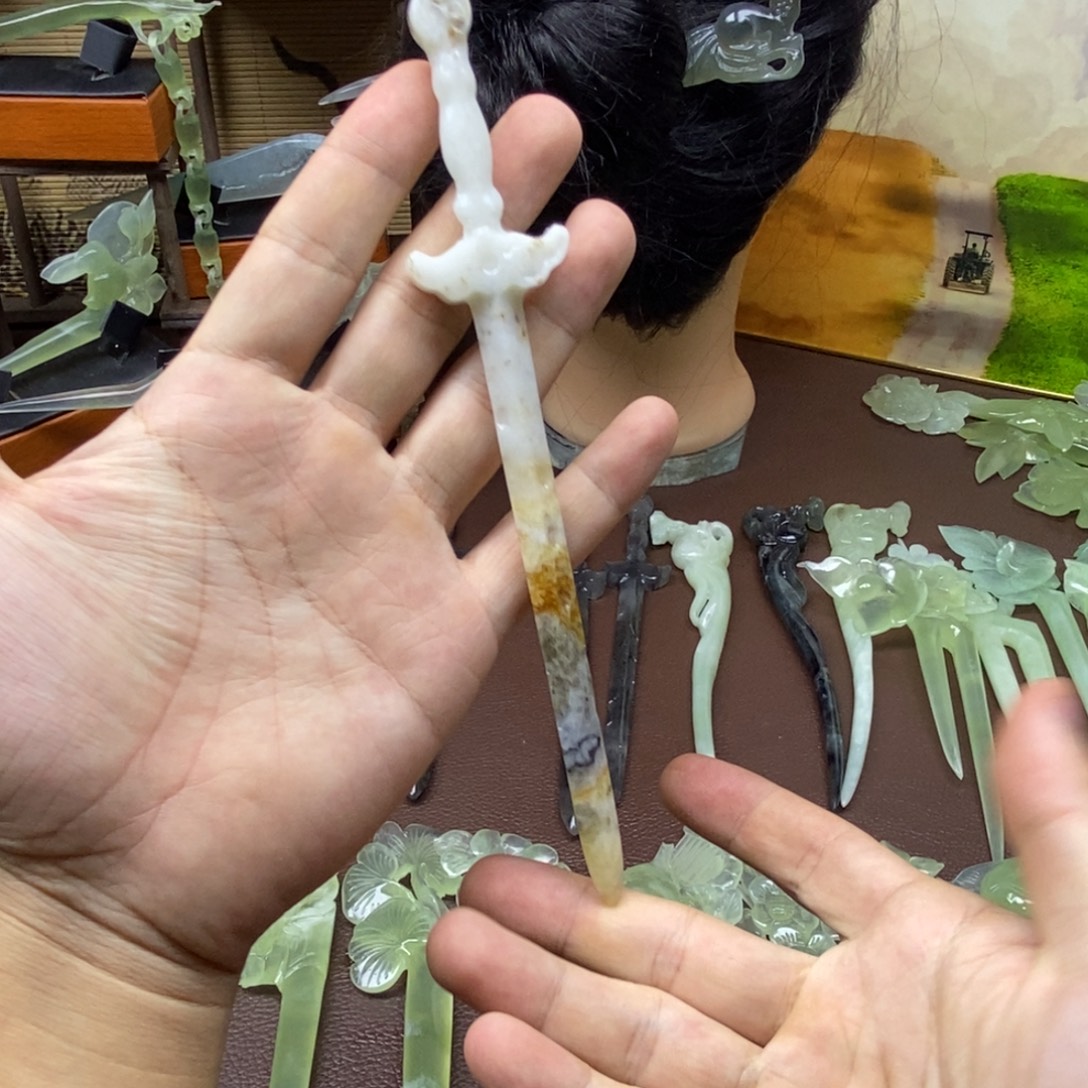 未镶嵌蛇纹石玉发饰