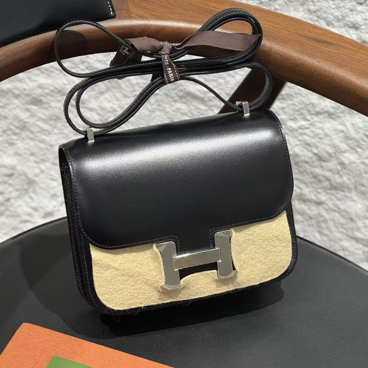 99新 Hermes/爱马仕 贝贝/y刻黑银康康19 box包