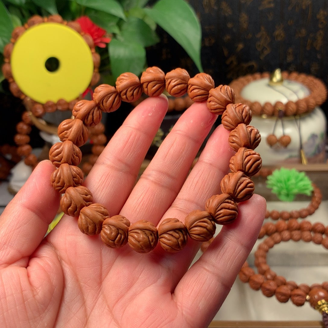 山***王桃核吊坠双脊龙手串14