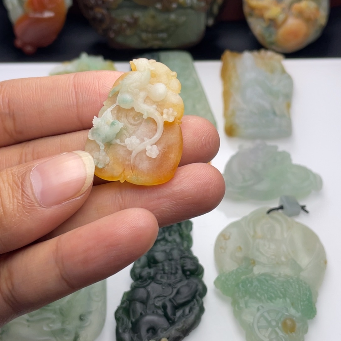 定制翡翠未镶嵌双喜临门