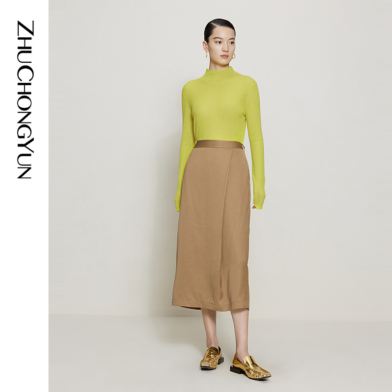 【水溶羊毛】ZHUCHONGYUN修身版型坑条经典简约针织打底衫C1CX3819M