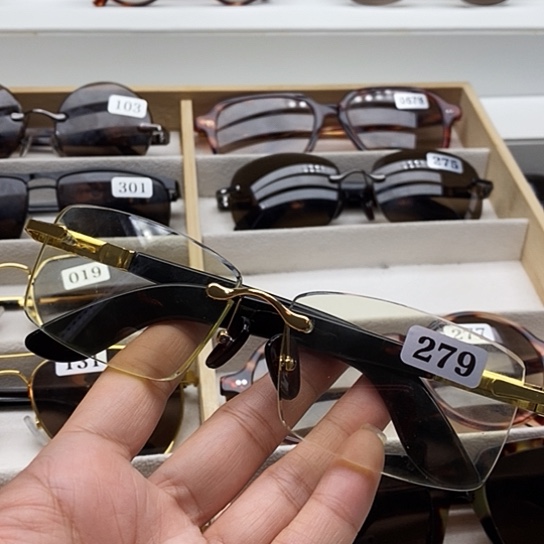 无框款纯天然石头水晶眼镜