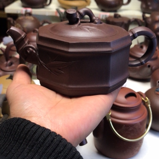紫砂茶壶银**舍八方竹节壶