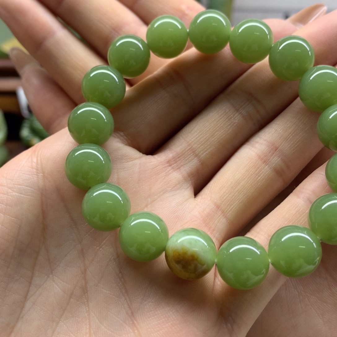 岫岩河磨玉（透闪石质玉）手链未镶嵌12