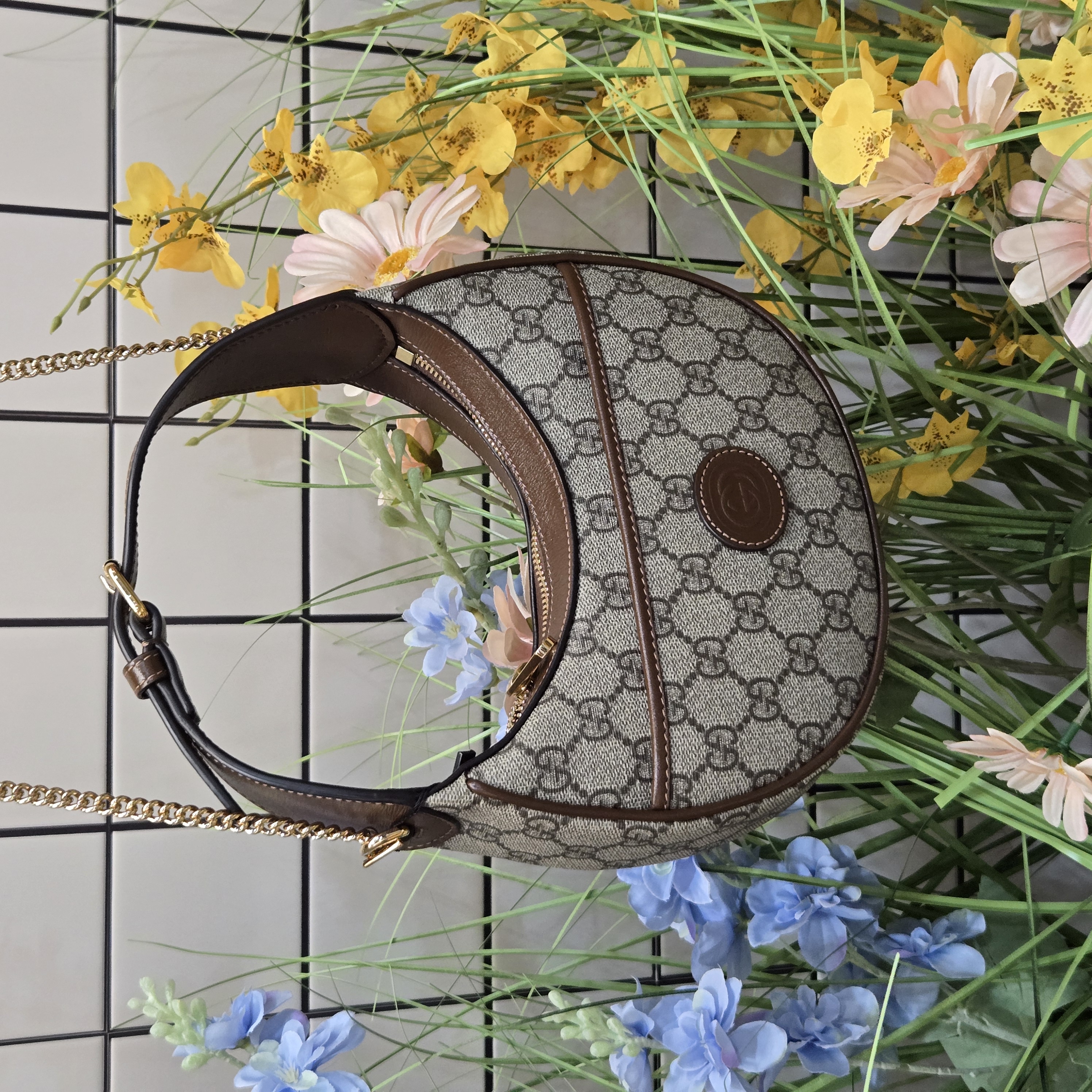 99新 GUCCI/古驰 达达/在售新款Ophidia老花hobo链条包