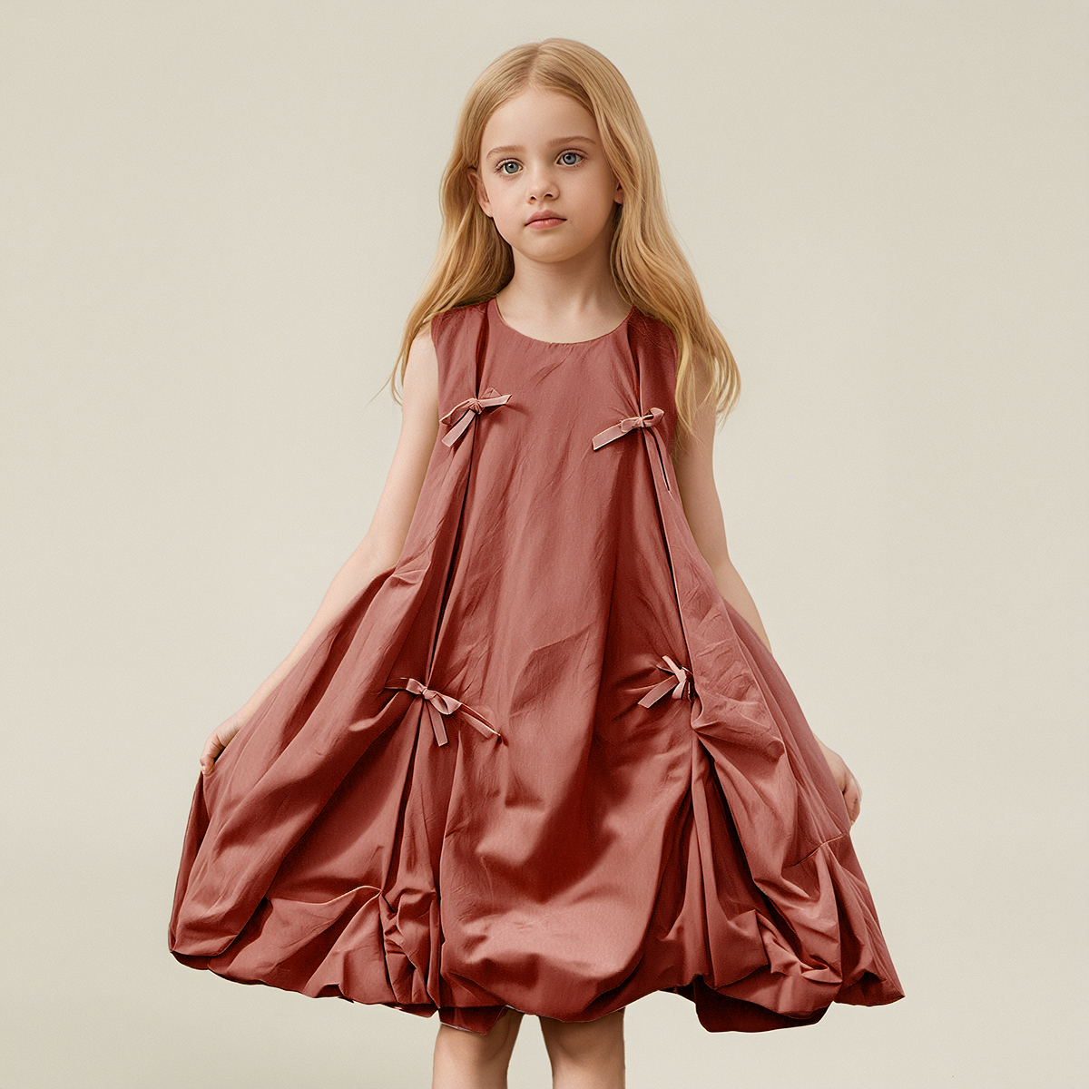 女童连衣裙无袖蝴蝶结蓬蓬连衣裙公主裙哥FZ25222116