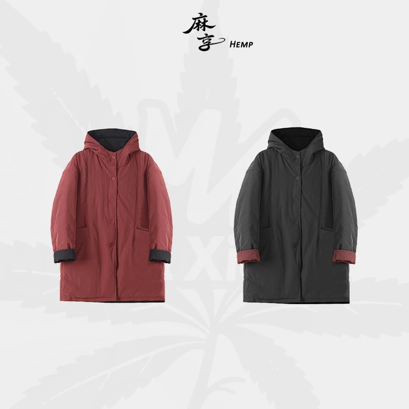 麻享【两色山河·棉服】双面可穿新雪丽棉秋冬连帽女外套FSY51294