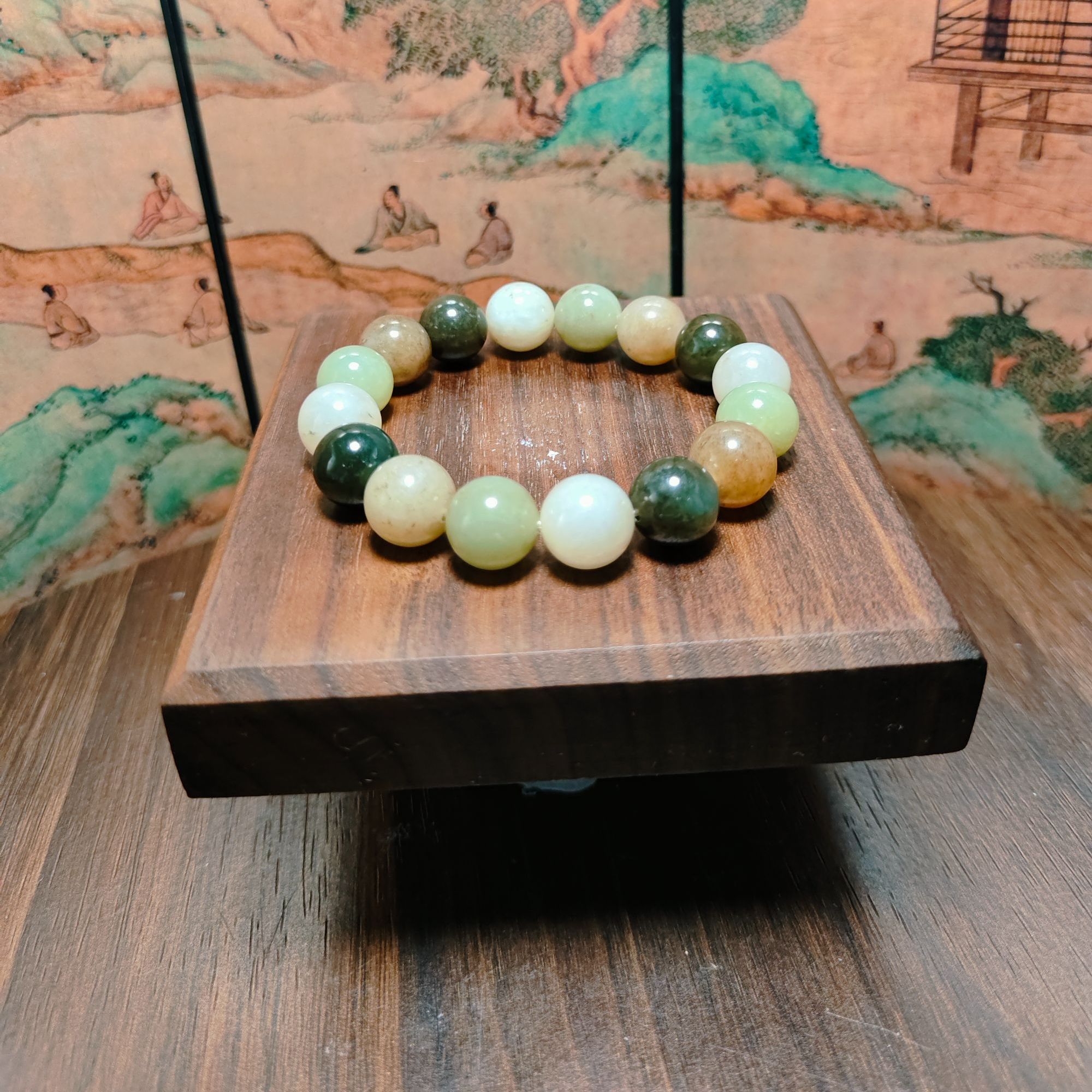 N和田玉多宝圆珠手串（卡12）1415