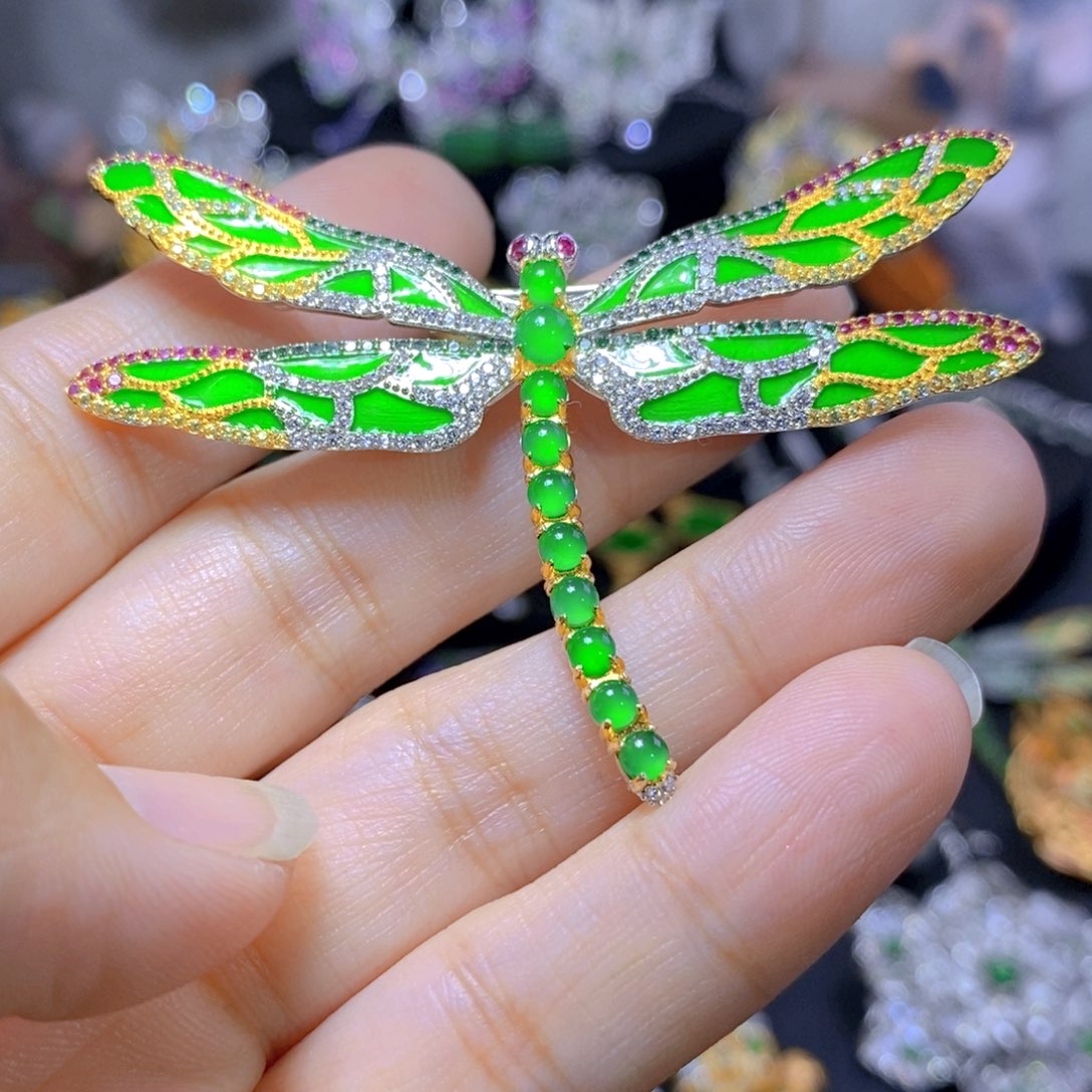 翡翠银S925镶嵌耳饰天然翡翠