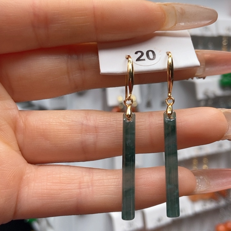 【闪购商品】翡翠耳饰银S925镀金镶嵌