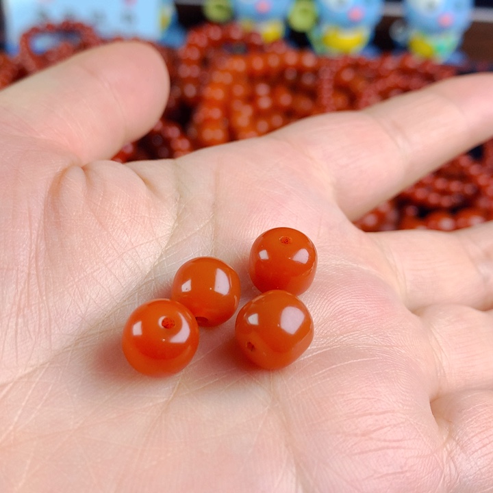 玛瑙/玉髓未镶嵌颈饰卡8柿子红单珠