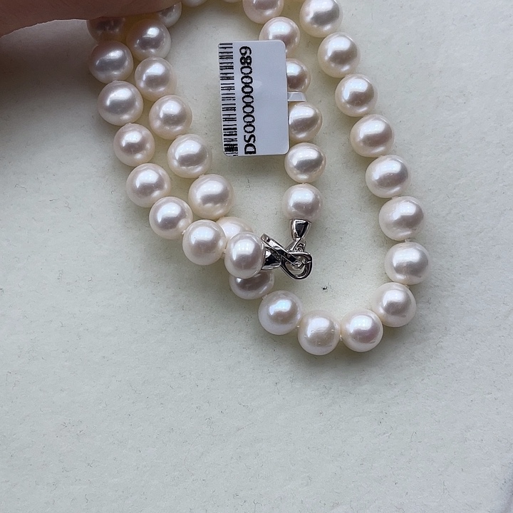 淡水珍珠银S925镶嵌颈饰卡10➕高品极光白炫彩