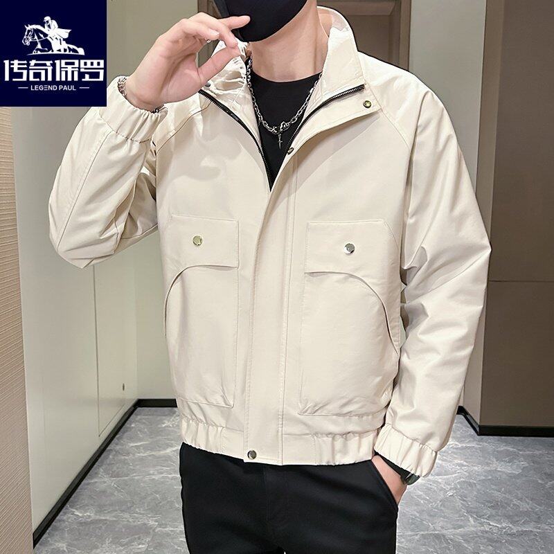 2025春季男士时尚休闲百搭夹克纯色帅气韩版立领宽松外套潮FY506