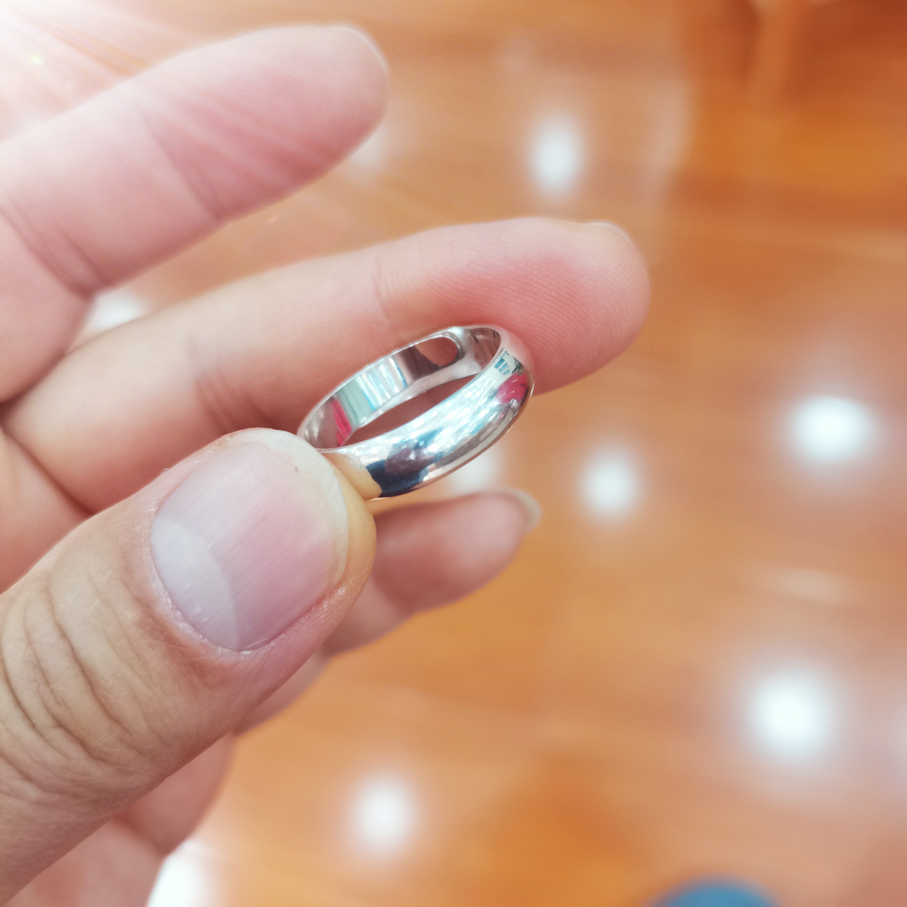 足银戒指 足银光面开口实心条戒指