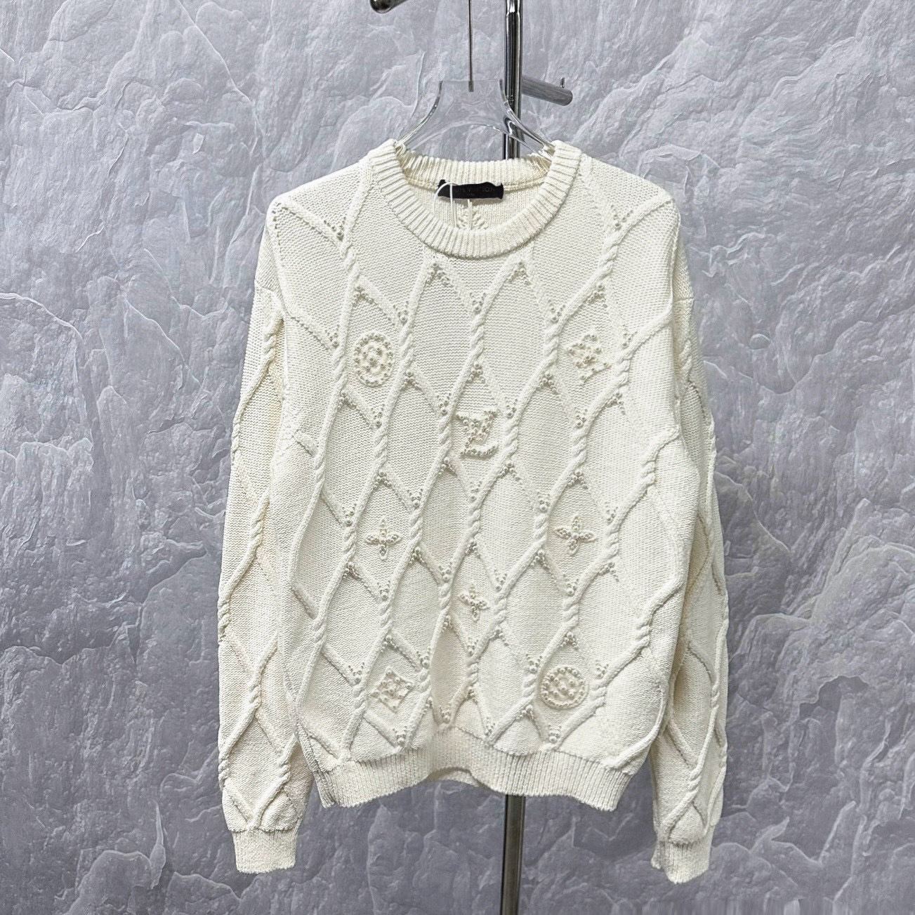 未使用 LouisVuitton/路易威登 SS25珍珠刺绣针织毛衣M码O00627