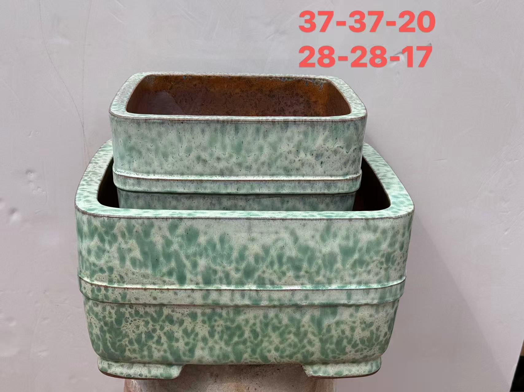 【储小伟花盆】37-28高温釉四方腰线