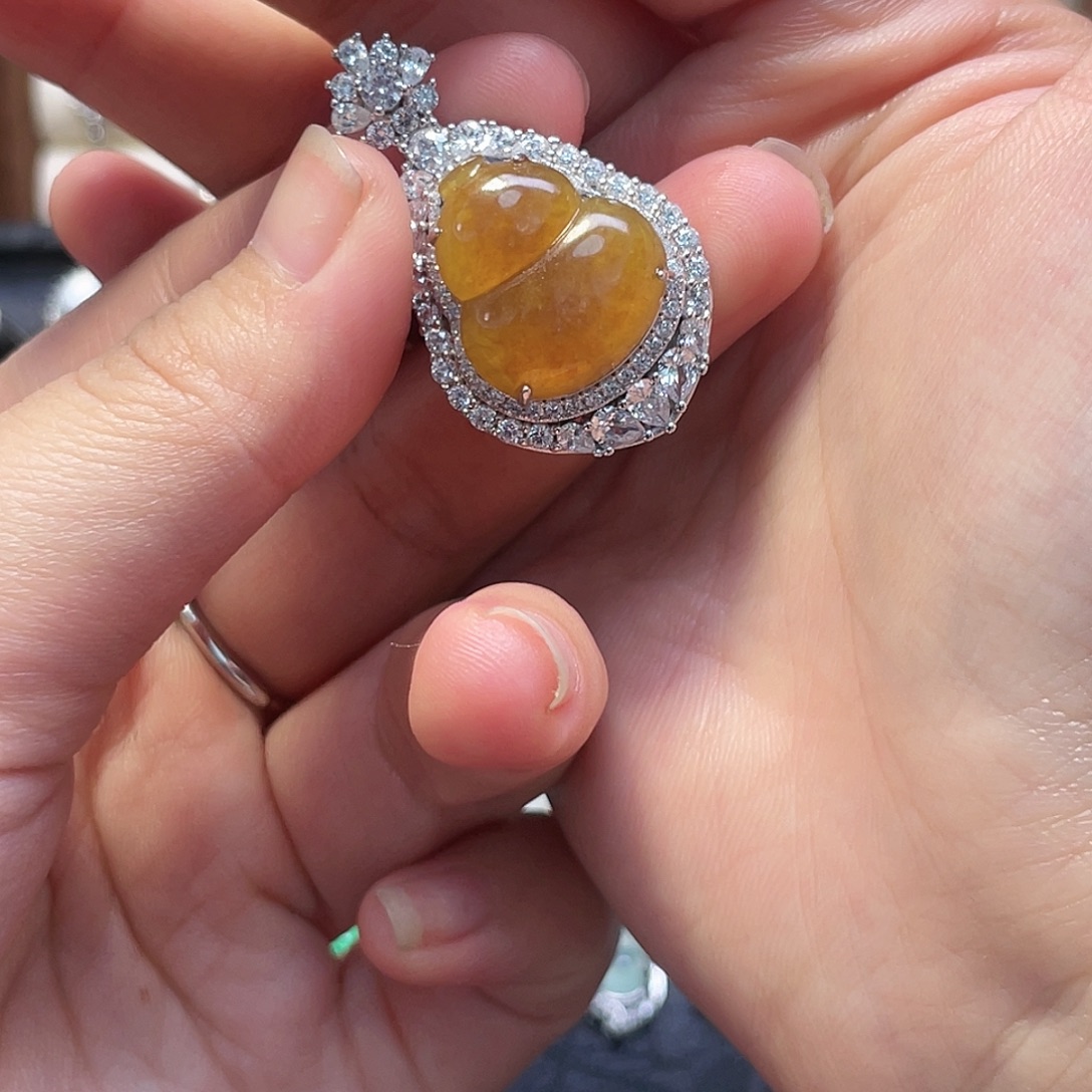 幽***兰翡翠银S925镶嵌颈饰吊坠