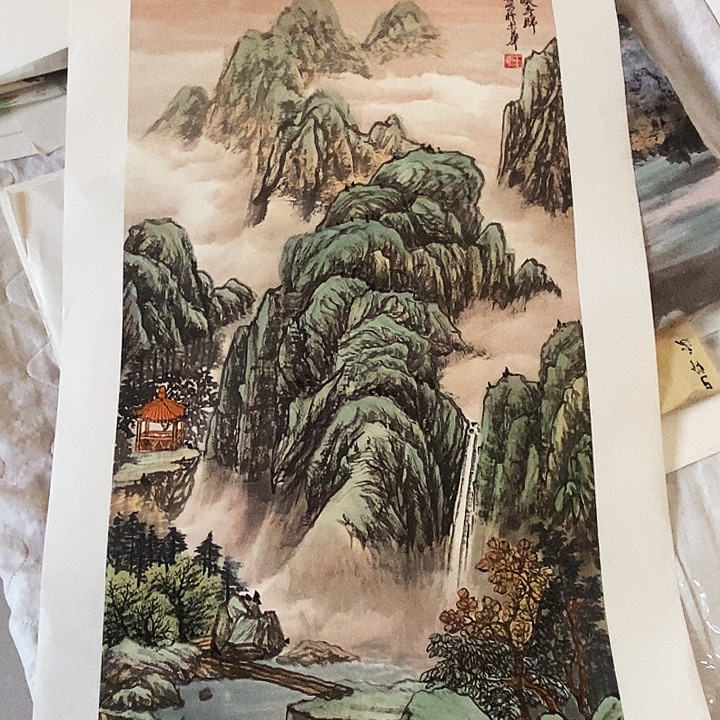 国画三尺手绘山水