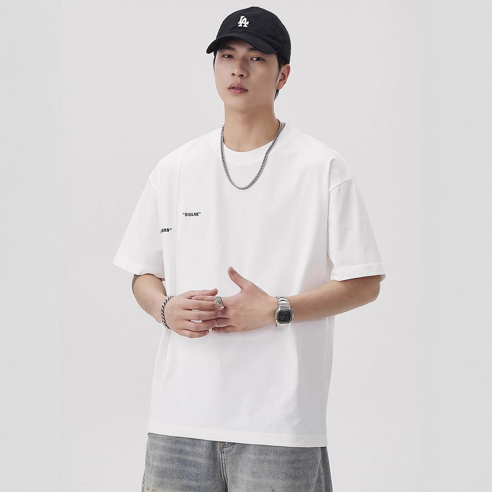 男士重磅220g棉短袖T恤男夏季美式复古宽松潮牌ins风半袖工装风