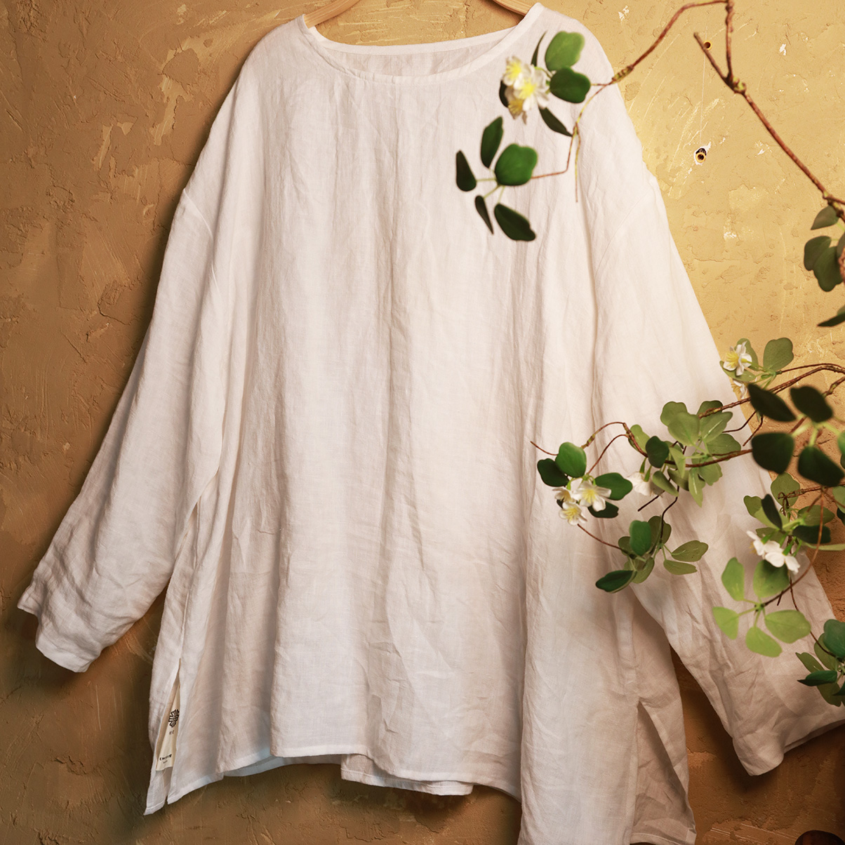 【薄荷味】《为物》的作柞朴花原创纯汉麻复古夏款上衣中国风禅意
