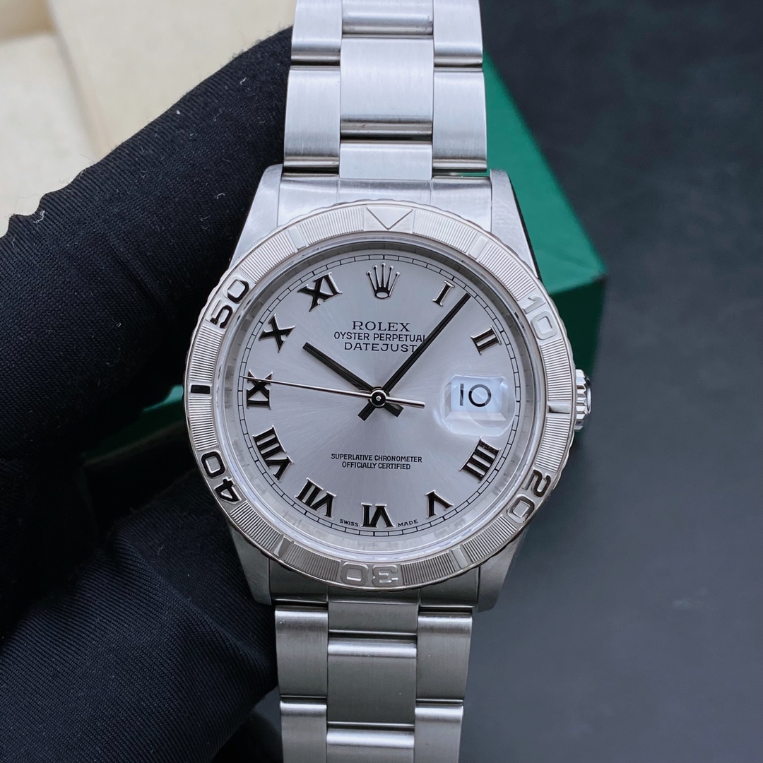 99新 Rolex/劳力士 日志16264爬山虎灰盘罗马/机械男表/表径36.5