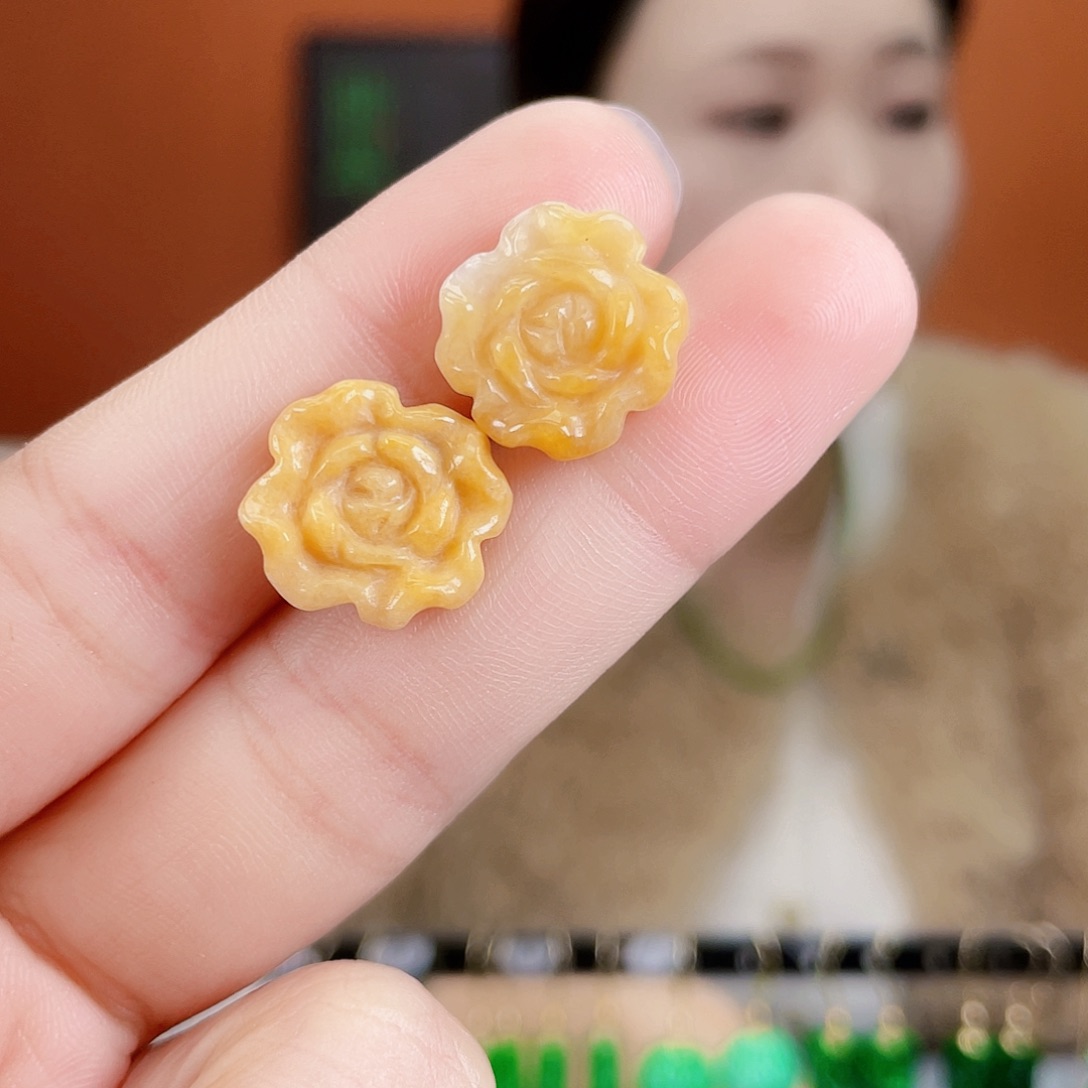 翡翠未镶嵌耳饰饰品