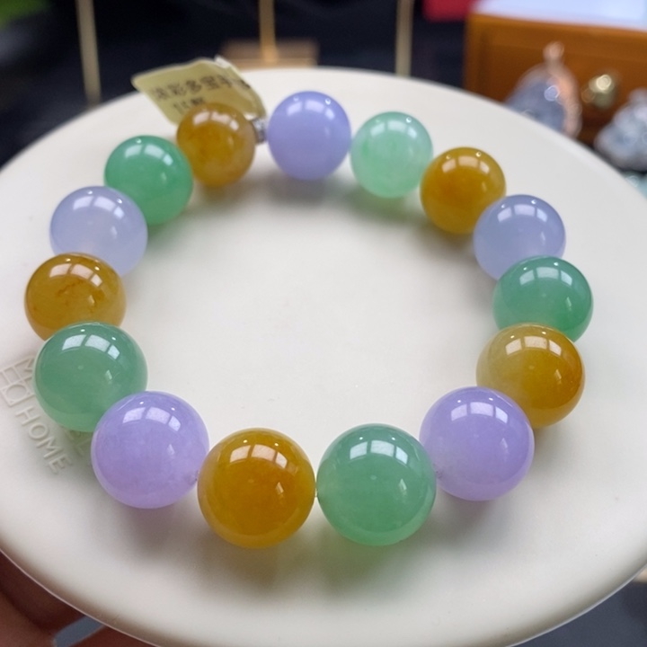 翡翠吊坠(不含链)未镶嵌翡翠浓彩色多宝手串卡12+