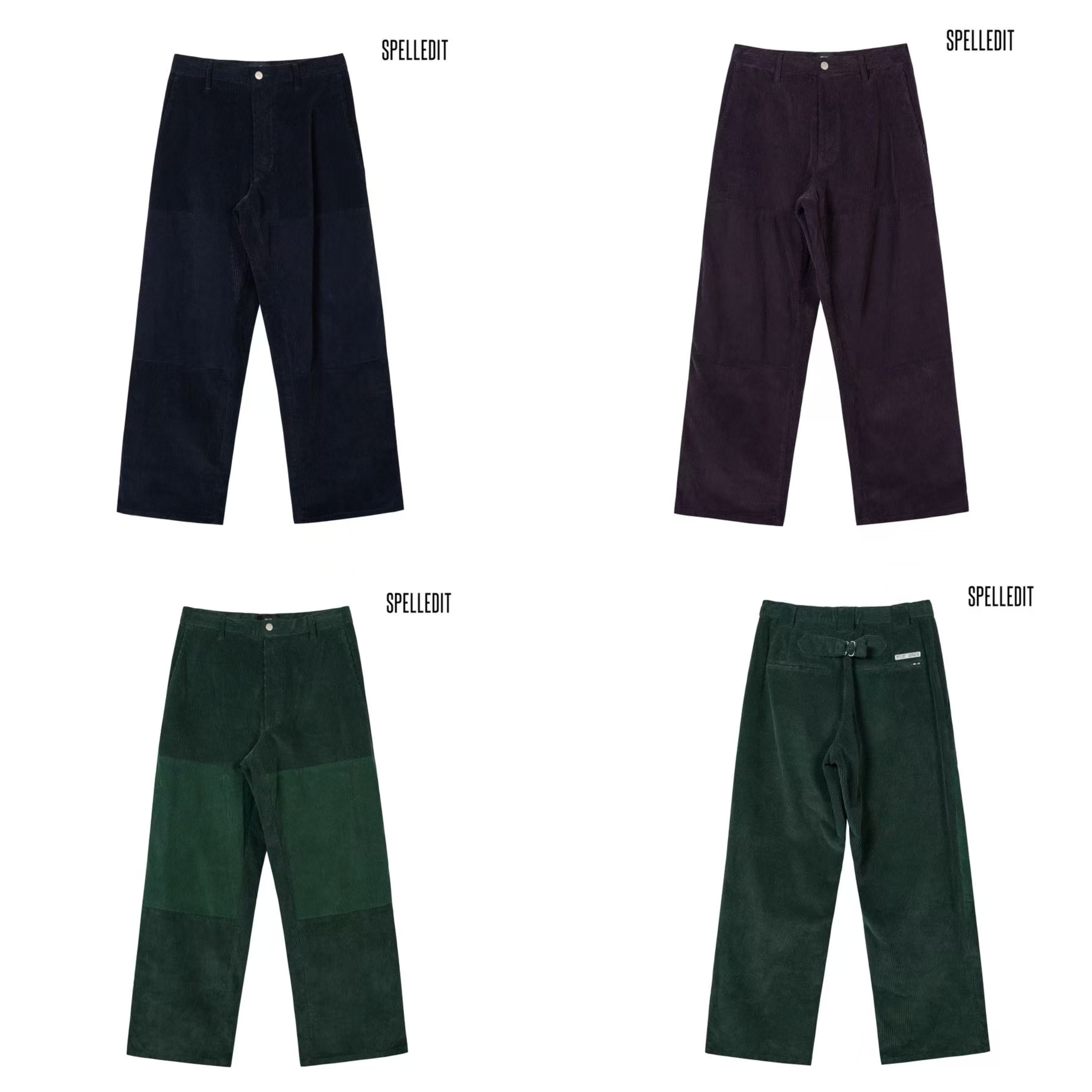 SPELLEDIT冬新 正品no退换 灯芯绒拼接休闲裤复古宽松阔腿直筒裤