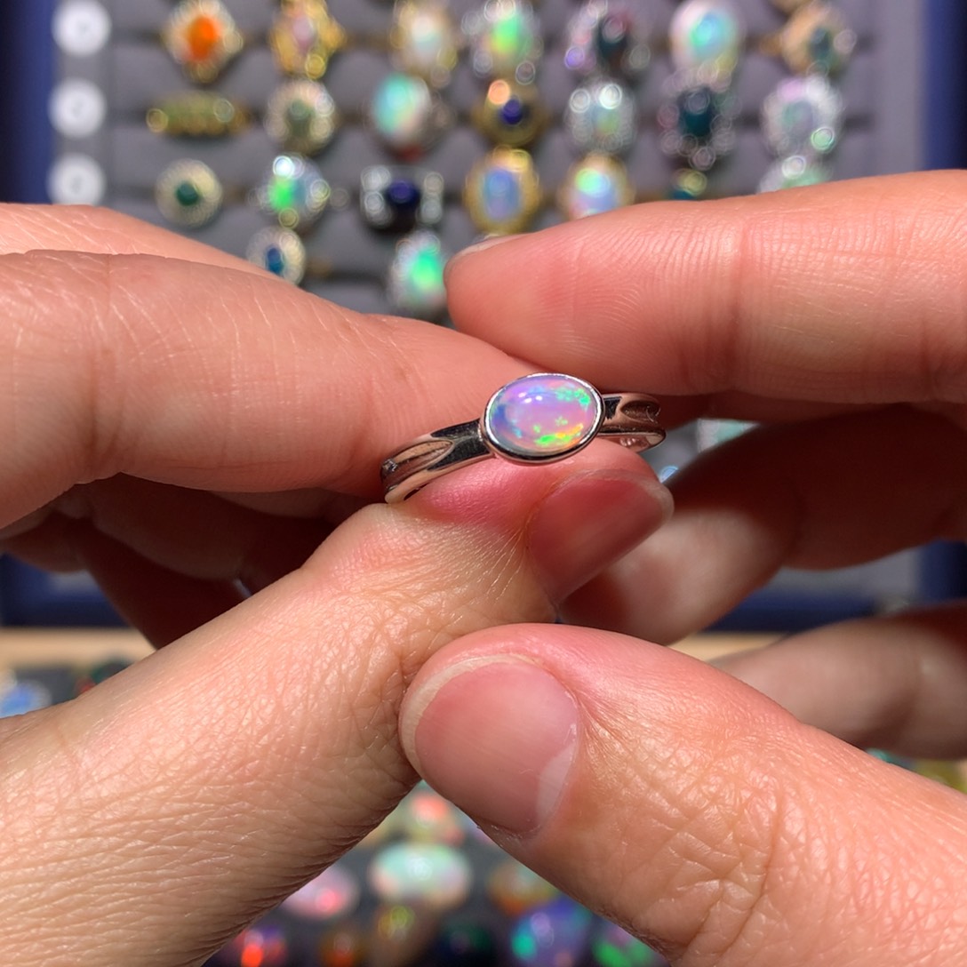 欧泊戒指款式银S925镶嵌