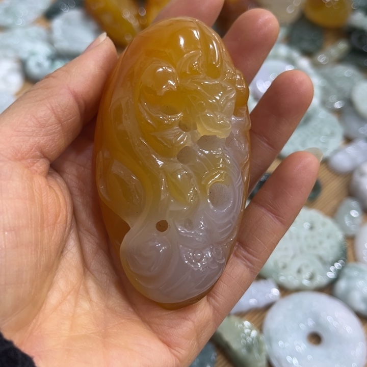 玉髓未镶嵌手饰中号手把件