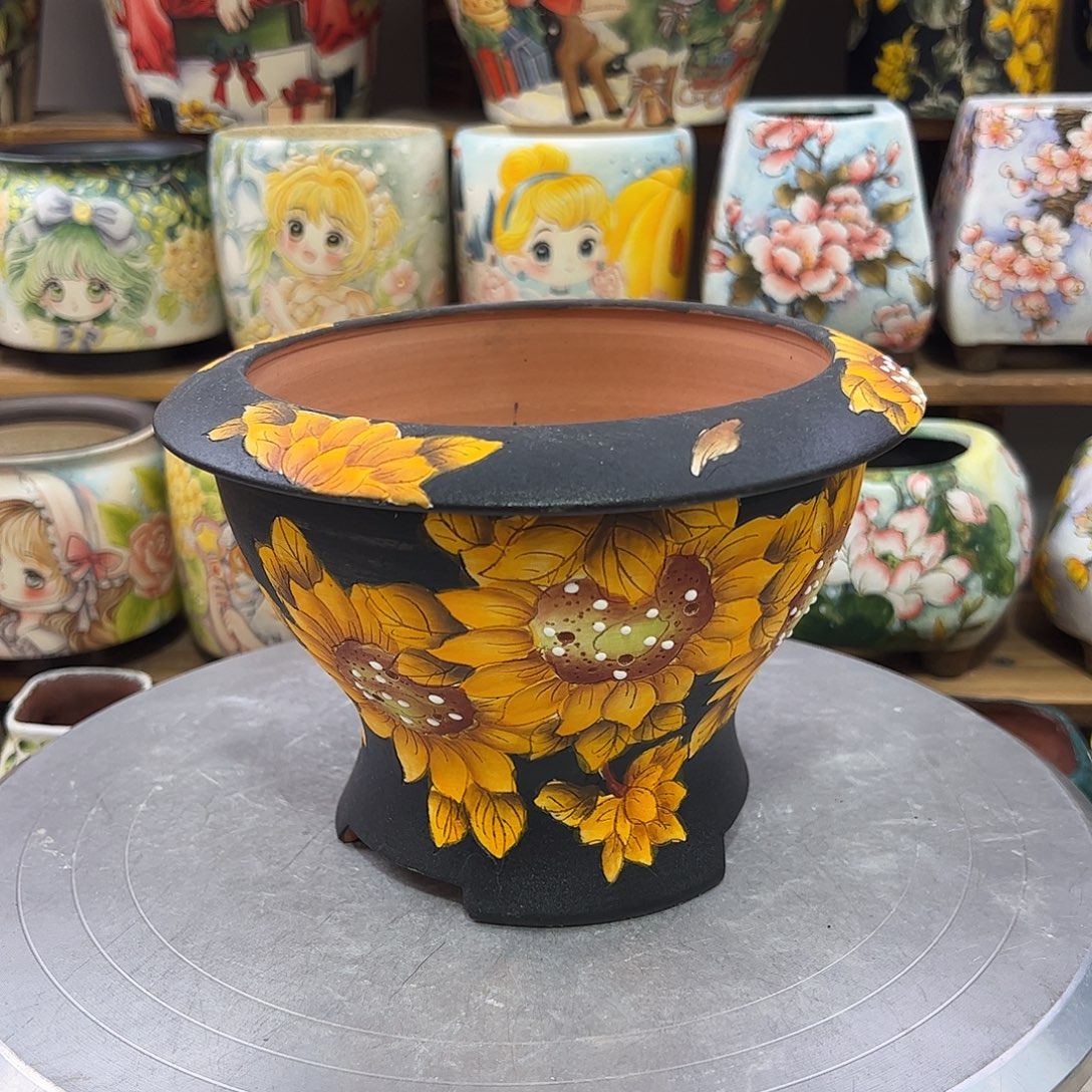 景德镇炫彩手绘口14外18高12.5