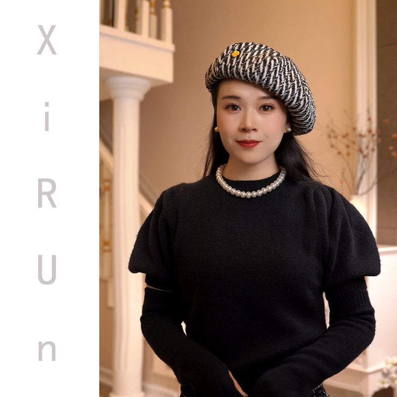 八角羊毛贝雷帽子女防风保暖帽子秋冬高级感日系简约百搭YR0085
