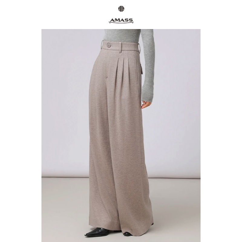 AMASS/阿玛施冬季百搭舒适爆款潮流质感休闲窄版阔腿裤 隐序之灰