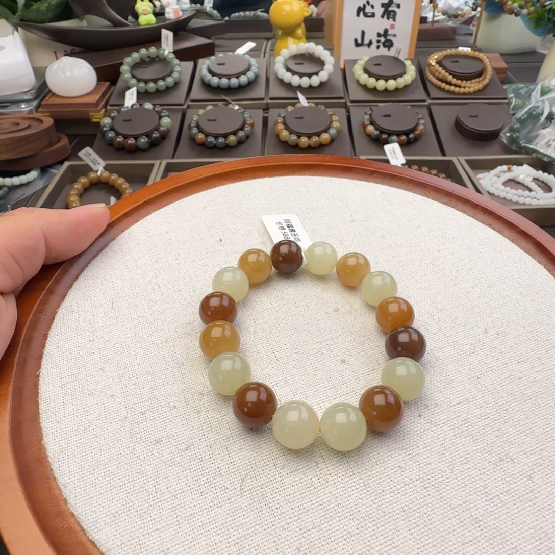 和田玉未镶嵌手链卡12糖果色多宝，55