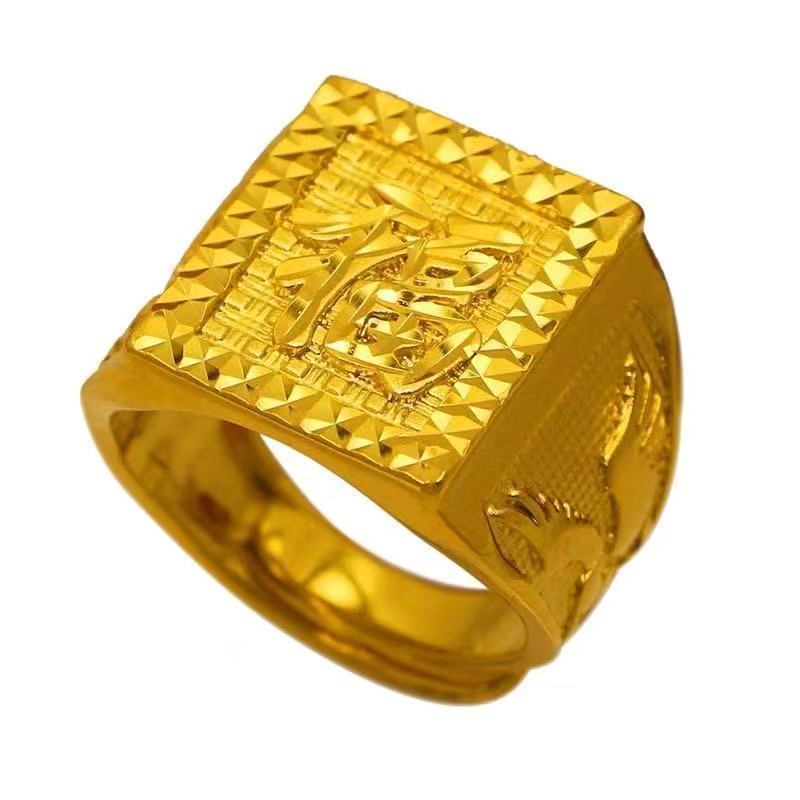 铜合金戒指 精工福财發边鹰戒指男款时尚霸气大展宏图素款可调节